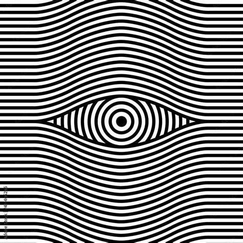 Artistic eye optical illusion with wavy line pattern background vector ...