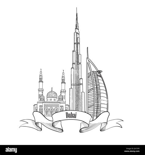 Travel UAE symbol. Dubai city label Stock Photo - Alamy