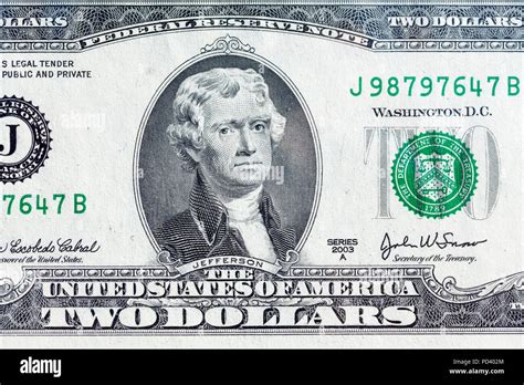 Two US-Dollar Banknote, Thomas Jefferson Stock Photo - Alamy