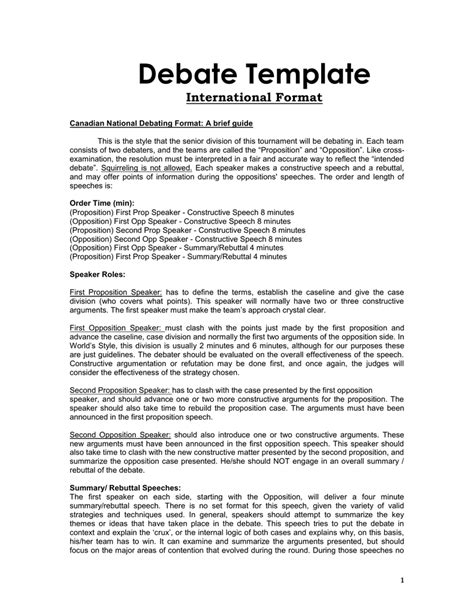 Debate Structure Template