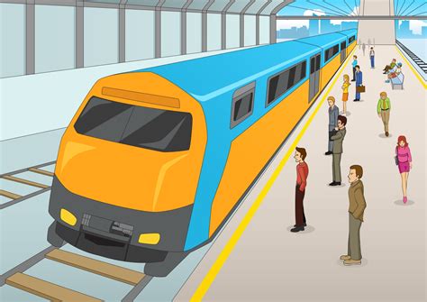 People waiting at the train station 2848986 Vector Art at Vecteezy