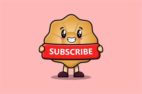 Cute cartoon Cookies holding red subscribe board 15835301 Vector Art at ...