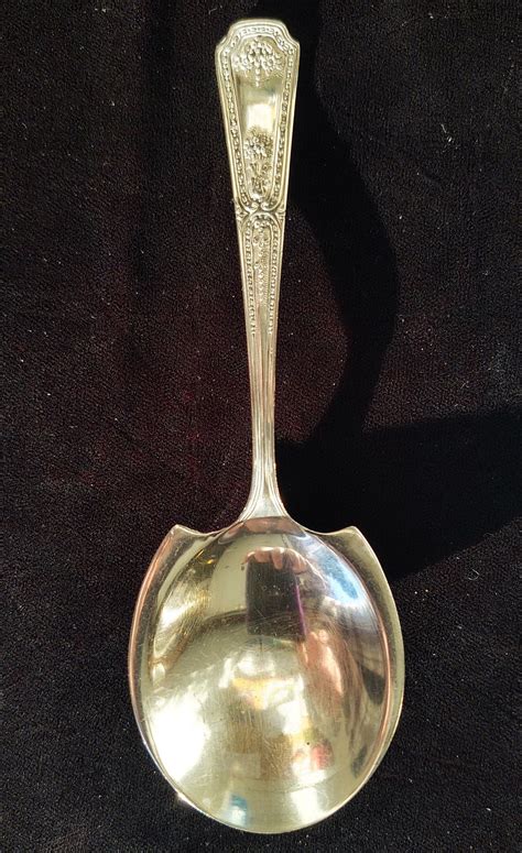 Mid-century SSMC Sterling Silver Berry Spoon Fleur De Lys Floral ...