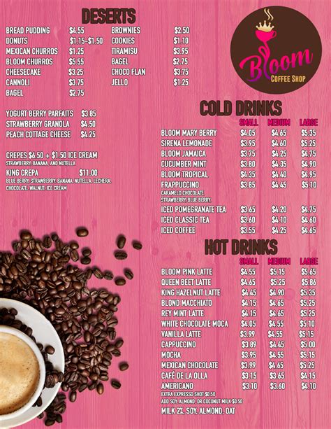 Menu – Bloom Coffee Shop