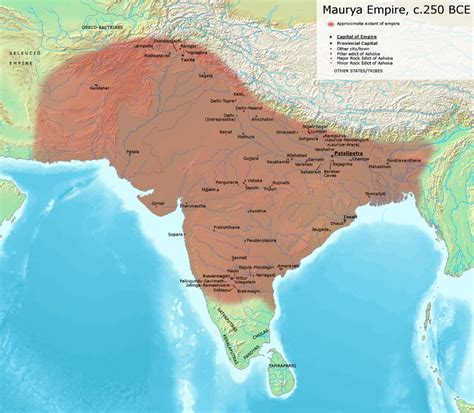 Maurya Empire, c.250 BCE 2 - Империя Маурьев — Википедия | Karten ...