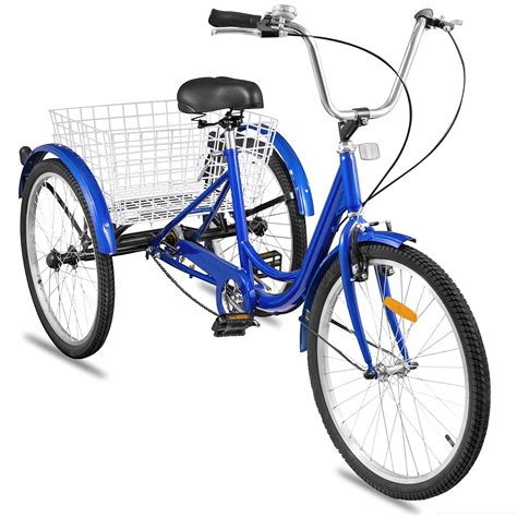 BestEquip 24"Adult Tricycle 3-Wheel 1 Speed Bicycle Trike Cruiser w ...