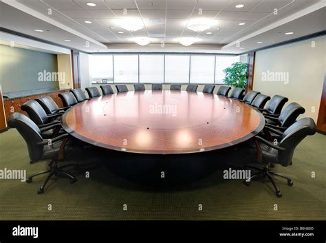 Round Boardroom Conference Room Table Stock Photo - Alamy