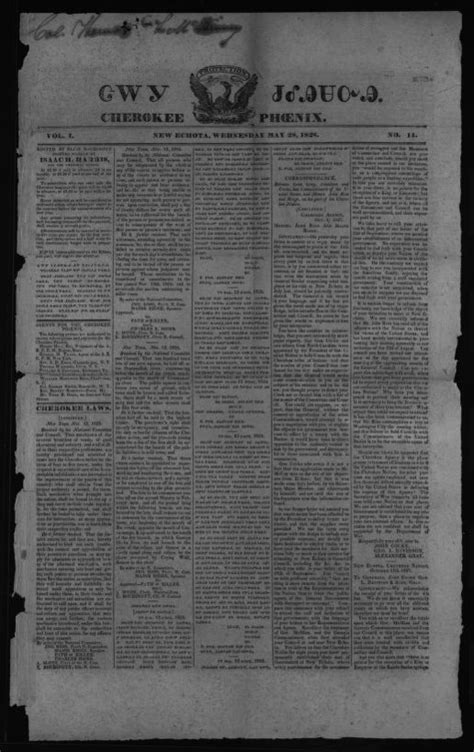 Image 1 of Cherokee phoenix (New Echota [Ga.]), May 28, 1828 | Library ...