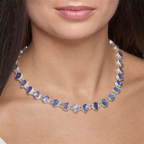 Tanzanite Gemstone Ladies Necklace & Bracelet Jewellery Set - Made to ...