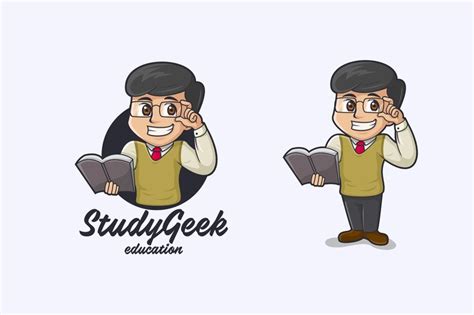 Premium Vector | Nerd mascot logo