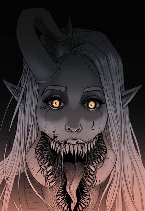 ArtStation - Demon Girl Sketch #3 , Nyctoinc Illustrations | Scary art ...