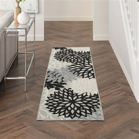 Nourison Aloha Indoor/outdoor Floral Black White Area Rug - Walmart.com ...