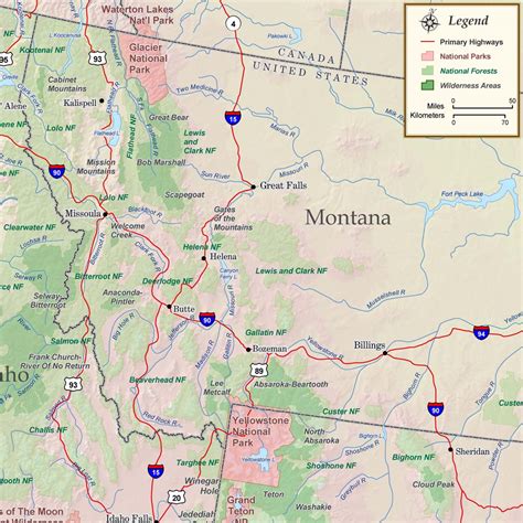 Montana National Parks, Forests and Wilderness Map - Rocky Mountain ...