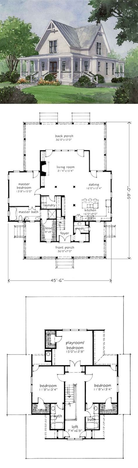 Four Gables by Mitchell Ginn | Farmhouse floor plans, House plans ...