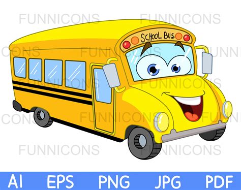 Clipart Cartoon of a Happy School Bus Character Back to - Etsy Australia