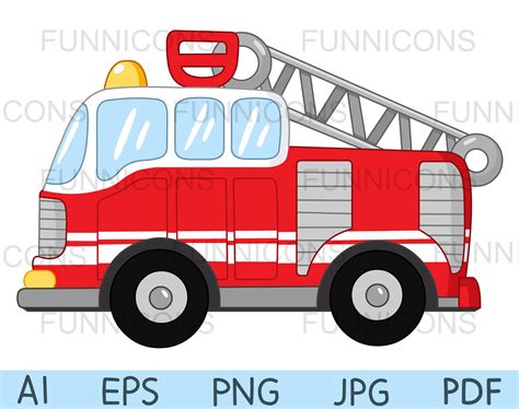 Dibujos Animados Clipart De Un Camión De Bomberos, Ai Eps Png Pdf Y Jpg ...