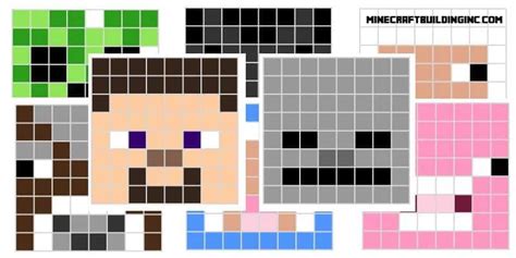 Main Minecraft Character Pixel Templates – Minecraft Building Inc