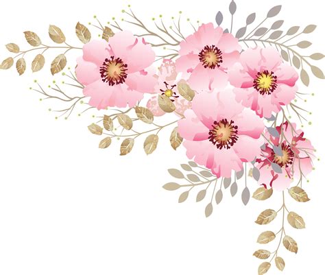 Pink floral elements free vector | Vector flowers, Flower background ...