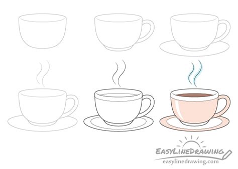 How to Draw a Coffee Cup Step by Step - EasyLineDrawing