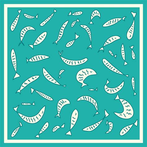 Hand drawn square pattern with fishes. 4579543 Vector Art at Vecteezy