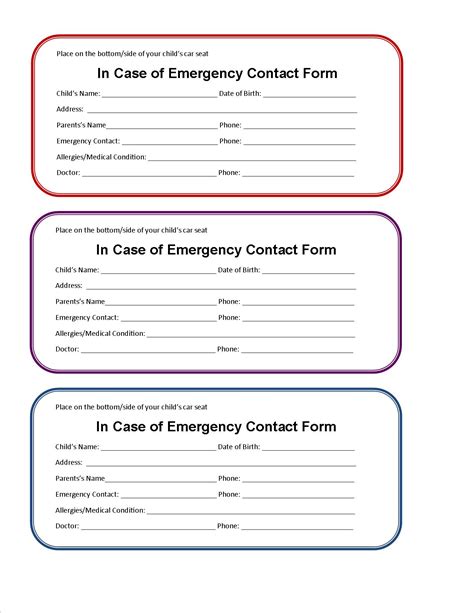 Free Printable Emergency Contact Form For Daycare - Printable Forms ...