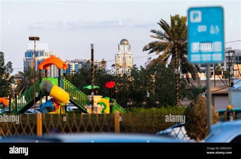 Clock tower from the Ajman Corniche area Stock Photo - Alamy