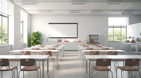 Minimalist classroom clean and contemporary design with white wall ...