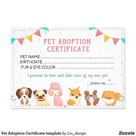 Printable Pet Adoption Certificate