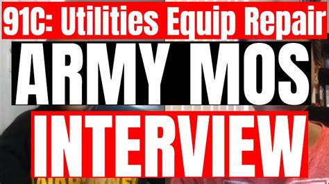 91C: Utilities Equipment Repair ARMY MOS Interview - YouTube