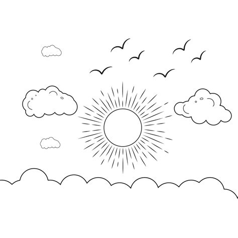 Sun and clouds line art drawing style, Clouds in the sky,sun and Cloud ...