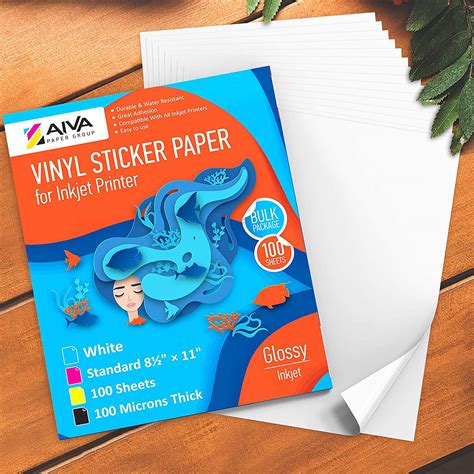 Printable Vinyl Sticker Paper Inkjet Glossy 100 sheets – AIVA Paper Group