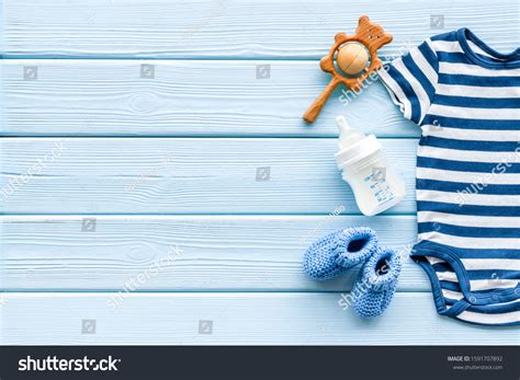 Baby Background Blue Color Clothes Accessories Stock Photo 1591707892 ...