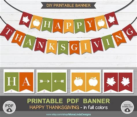 Happy Thanksgiving Printable PDF Bannerfall Bannerprintable | Etsy