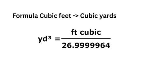 Cubic Feet To Cubic Yards Online Unit Conversion Formula