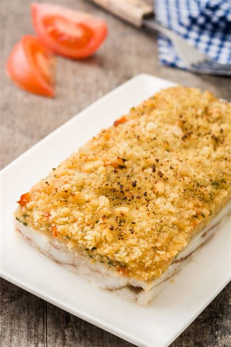 White Fish Casserole With Cheese On Wooden Background. Stock Image ...