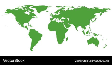 Green world map isolated on white background Vector Image