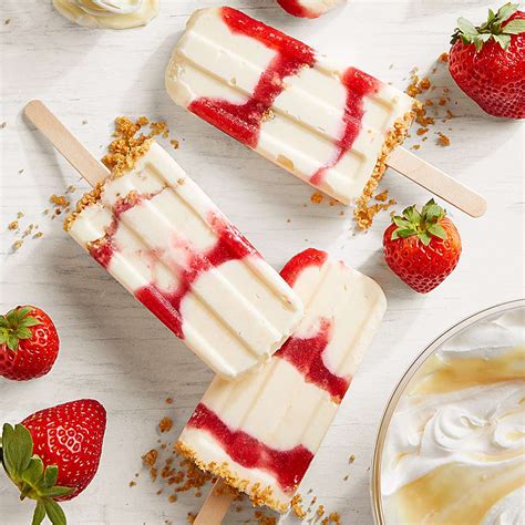 Strawberry Swirl Cheesecake Ice Pops