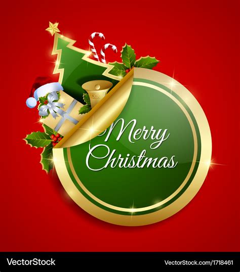 Merry christmas sticker Royalty Free Vector Image