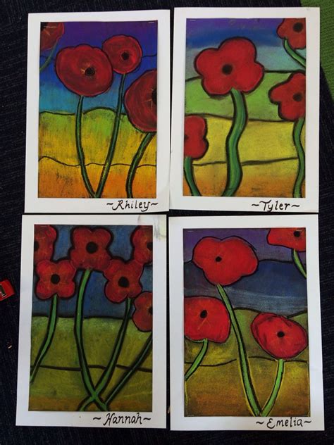 Chalk pastel ANZAC poppies | Remembrance day art, Poppy craft, Poppy art