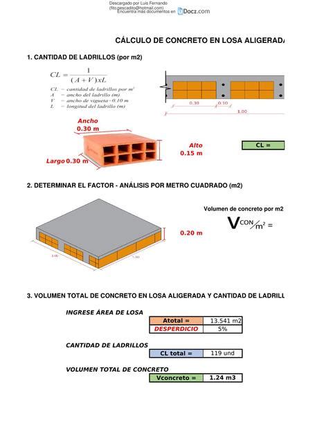 Cálculo de Concreto en Losa Aligerada | Luis Fernando | uDocz