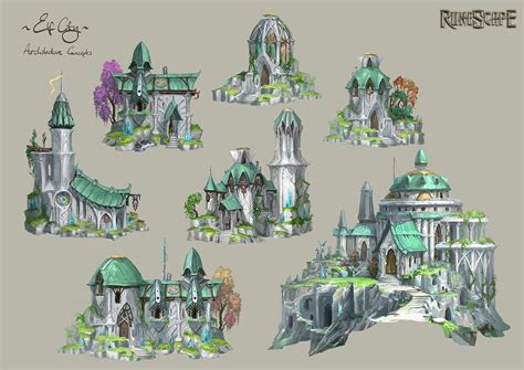 Elf Buildings, Neil Richards | Fantasy concept art, Elf city, Concept art