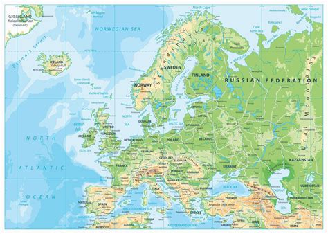 Physical Map Of Europe and Russia | secretmuseum