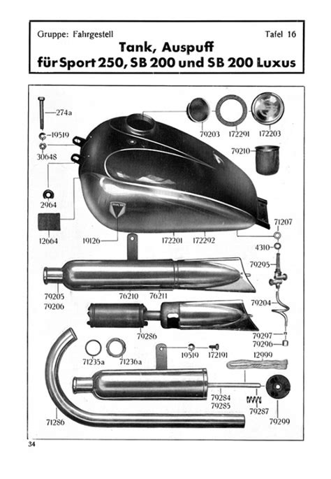 DKW KS 200, SB 200 and SB 250 Luxus Sport Spare Parts List Spare Parts ...