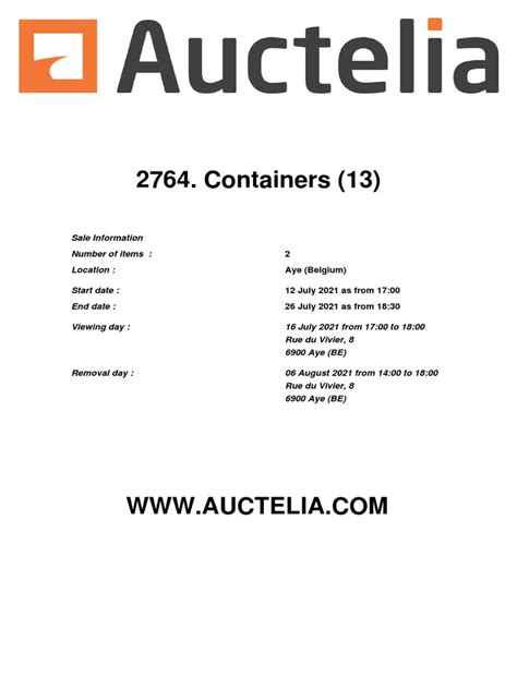 Containers (13) Catalogue | PDF | Auction | Sales