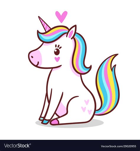 A cute little unicorn is sitting on white Vector Image