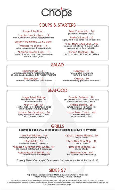 Menus - Chops Virginia Beach - A Virginia Beach Steak & Seafood Restaurant