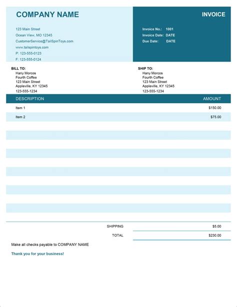 40 Free Invoice Templates In Microsoft Excel And DOCX Formats | Invoice ...