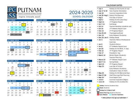 🤩 Putnam County Schools Calendar 2024-2025 [Elementary]