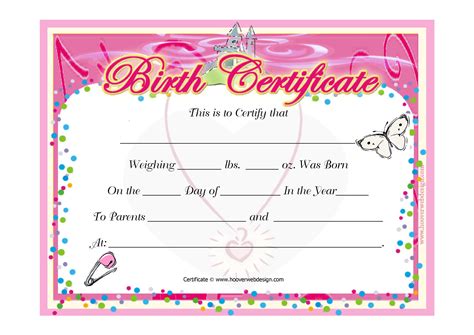 Fill In Blank Printable Birth Certificate With Footprints