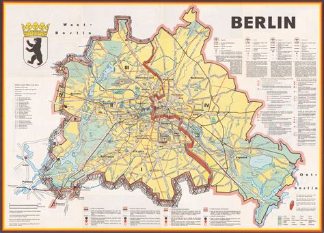 Berlin : a cold war map showing the Berlin Wall as a bricked-up barrier ...